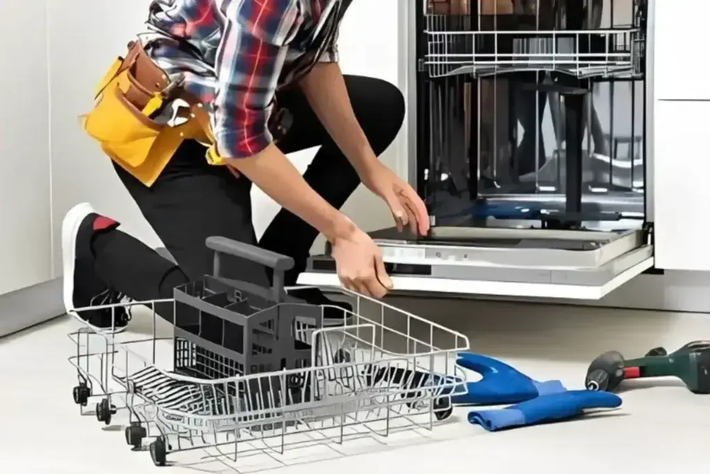Same-day dishwasher repair technician checking a dishwasher in Philadelphia PA