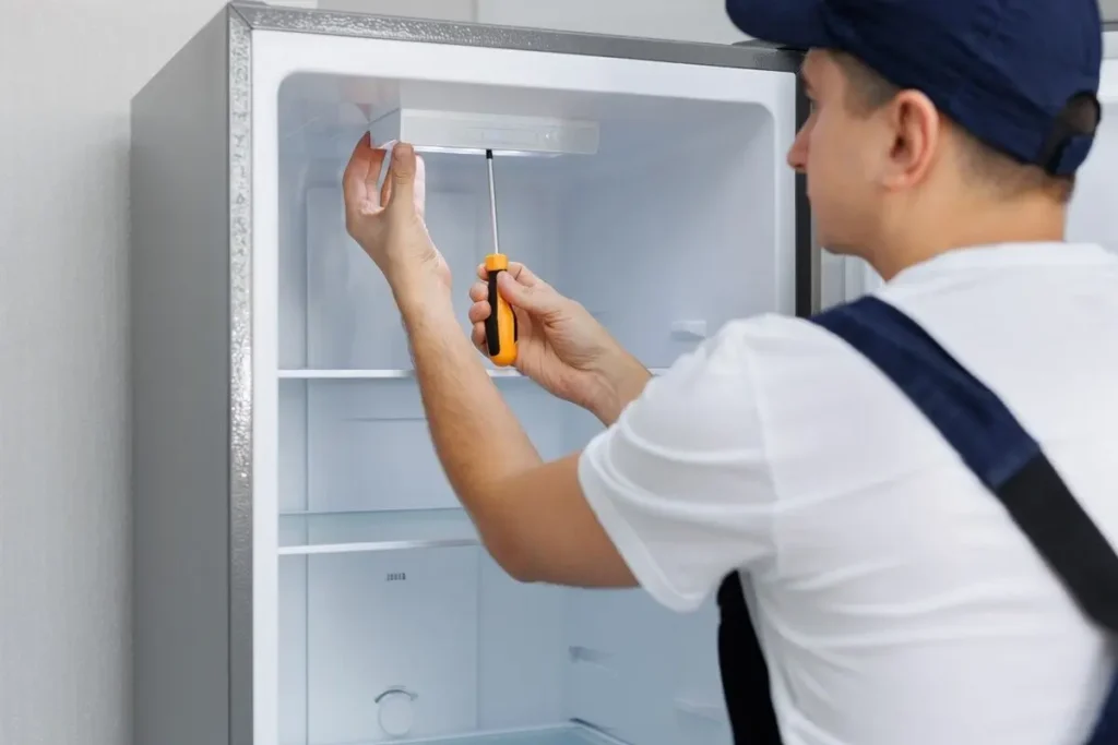 Emergency freezer repair technician inspecting a freezer in Philadelphia PA