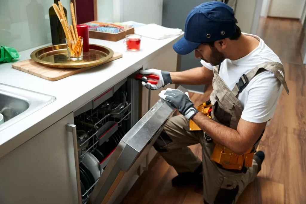 Household appliance repair technician fixing an appliance in Philadelphia PA